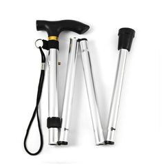 SagaSave foldable walking stick in compact folded pose for easy storage