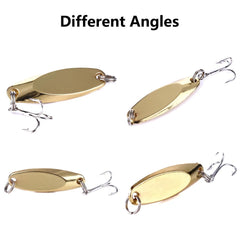 SagaSave spoon-shaped gold lure close-up highlighting zinc alloy durability