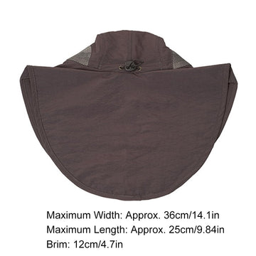 SagaSave wide brim hat light grey side view protects ears from UV rays during hikes.