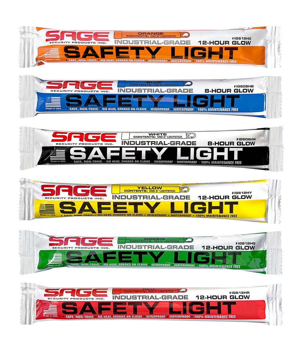 Sage Blue glow stick offers 12-hour brightness for emergencies and events.