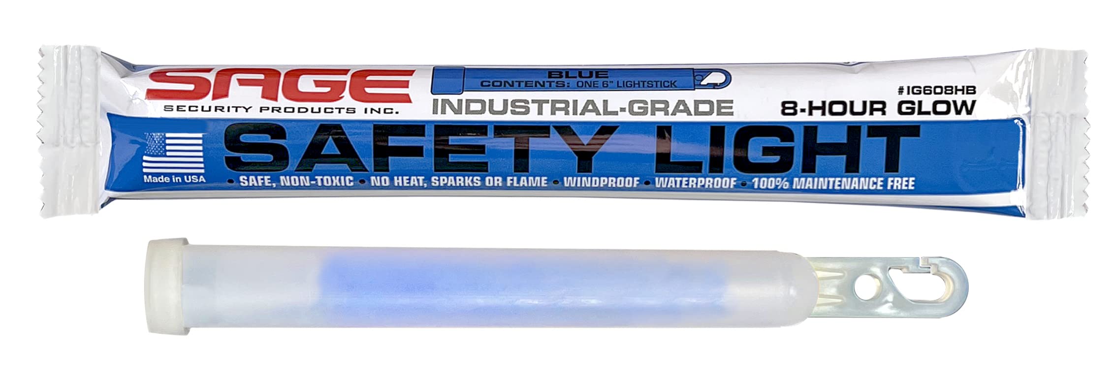 Sage Blue glow stick with long shelf life and durable packaging.