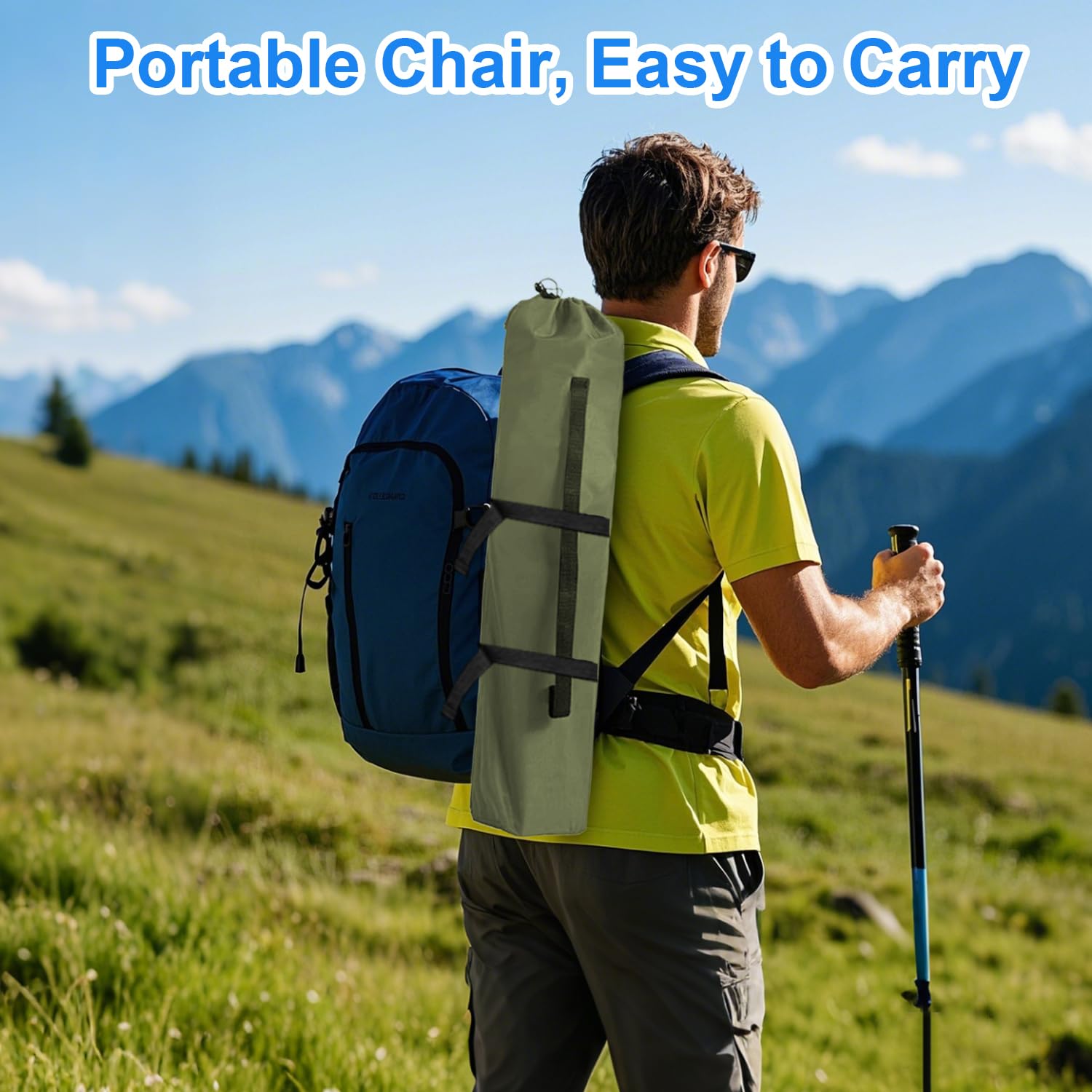 SAILARY folding camping chair green carry bag simplifies transport and storage.