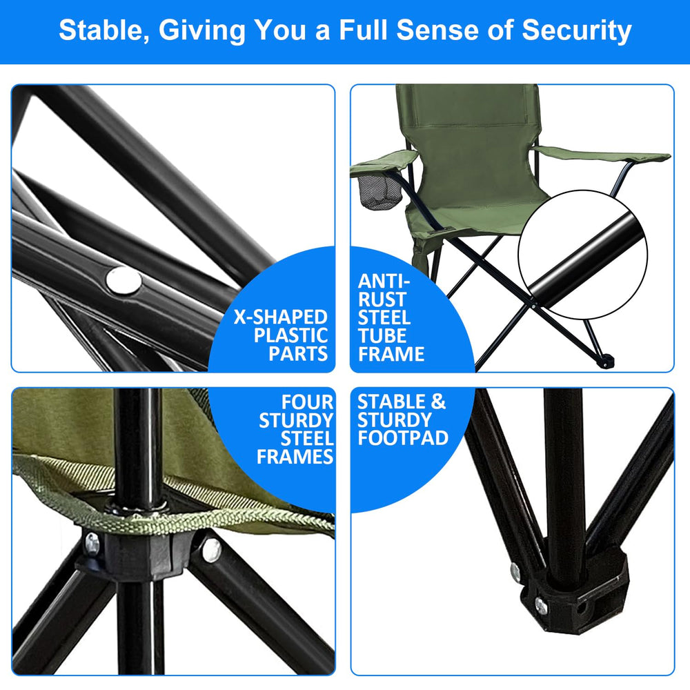 SAILARY folding camping chair green side pocket provides quick access to essentials.