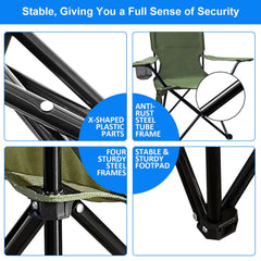SAILARY folding camping chair green side pocket provides quick access to essentials.