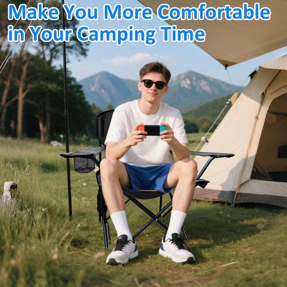 SAILARY folding chair black portable design for easy transport.