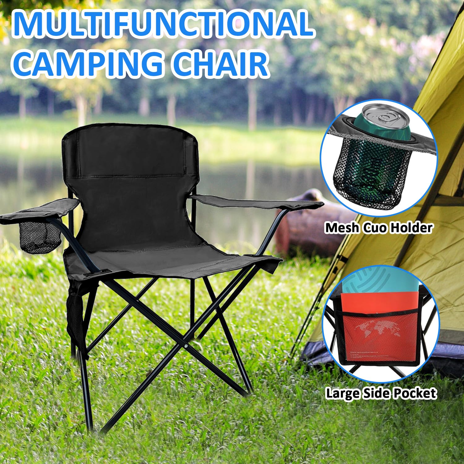 SAILARY folding chair cup holder visible for quick access to drinks during activities.