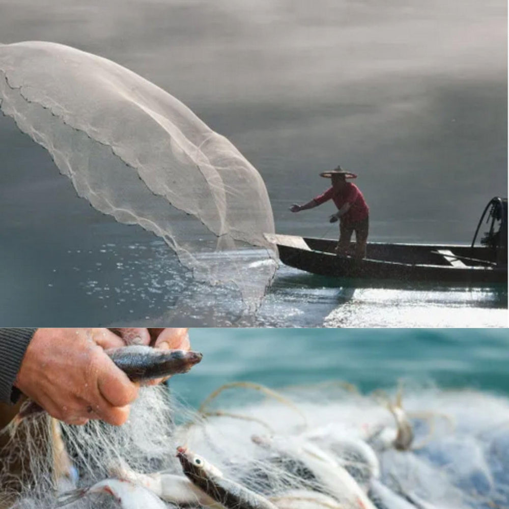 Close-up of double-layer construction of Saim cast net