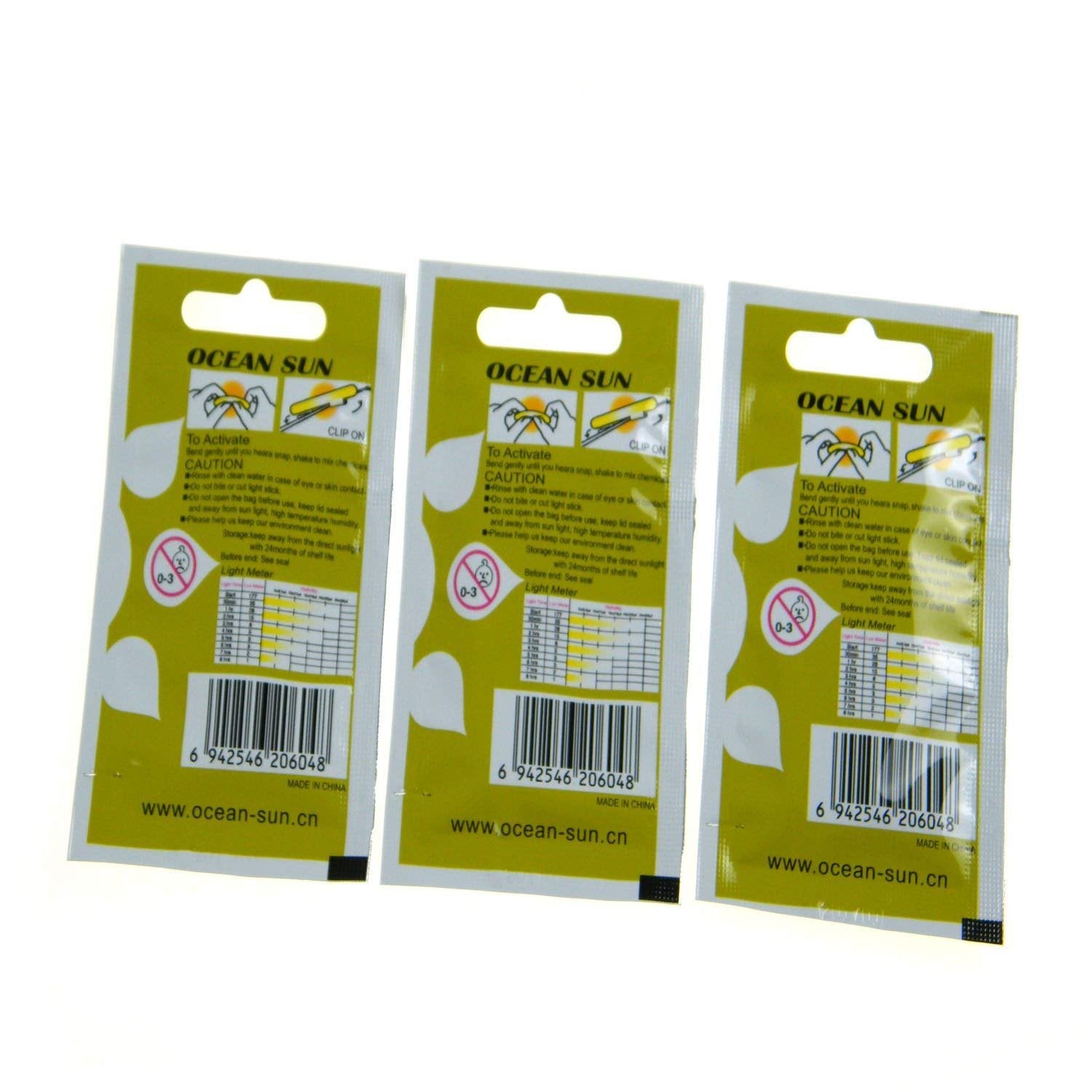 Flat lay of Saim Glow Sticks with packaging and quantity