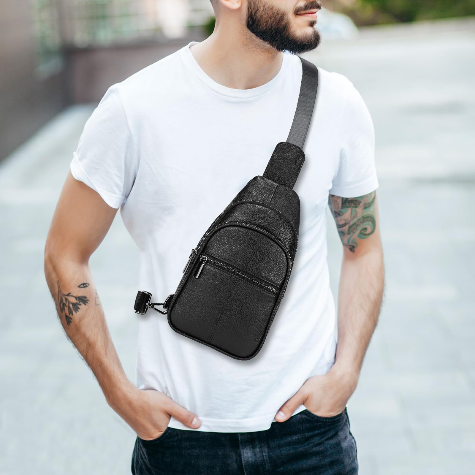 SAIION 9342 black front pockets image highlights organized storage for essentials.