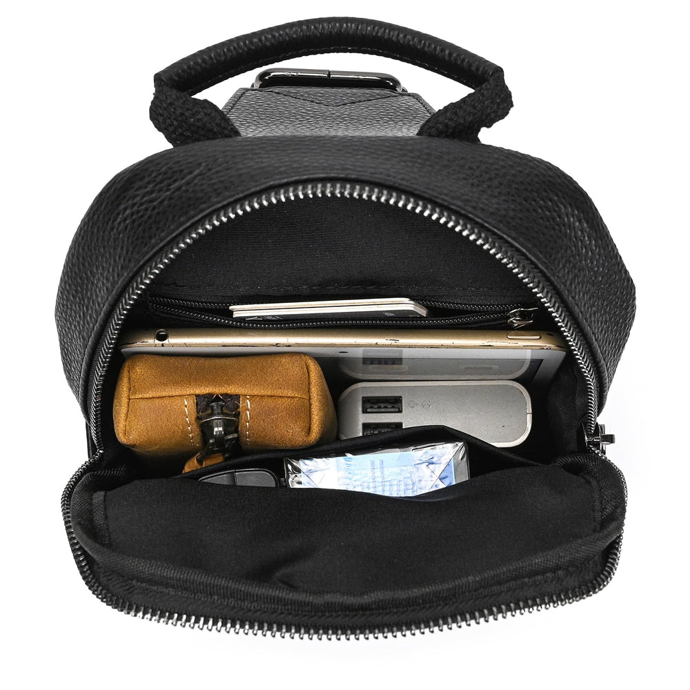 SAIION leather sling bag adjustable reversible strap for comfortable fit