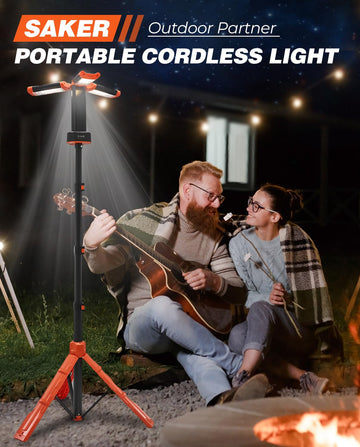 Saker light modes panel setup illustrates white, warm, and SOS options for mood and visibility.