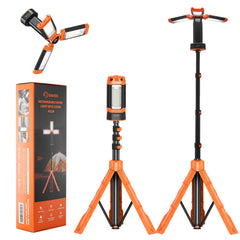 Saker portable camping light stand extended demonstrates adjustable multi-panel illumination for diverse outdoor tasks.