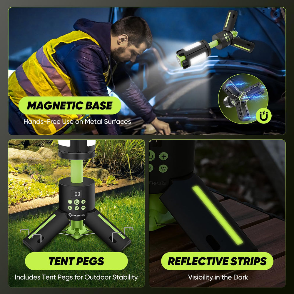 SakerPlus collapsible lamp head for compact packing