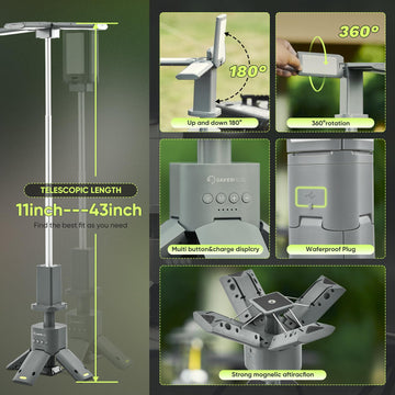 SakerPlus magnet-base camping light attached to metal surface for hands-free lighting.