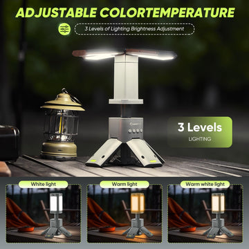 SakerPlus quad-stand table-light setup provides stable campsite light.