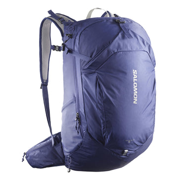 Salomon Trailblazer 30 front view demonstrates ergonomic fit for long hikes