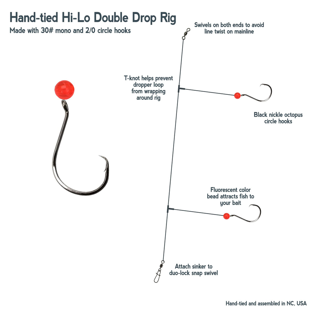 Salt Tide Fishing 30lb mono rig with back nickel circle hook for strong hookups.