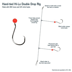 Salt Tide Fishing 30lb mono rig with back nickel circle hook for strong hookups.