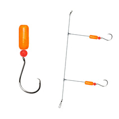 Salt Tide Fishing pompano rig hi lo double drop with orange fluorescent float for surf fishing.