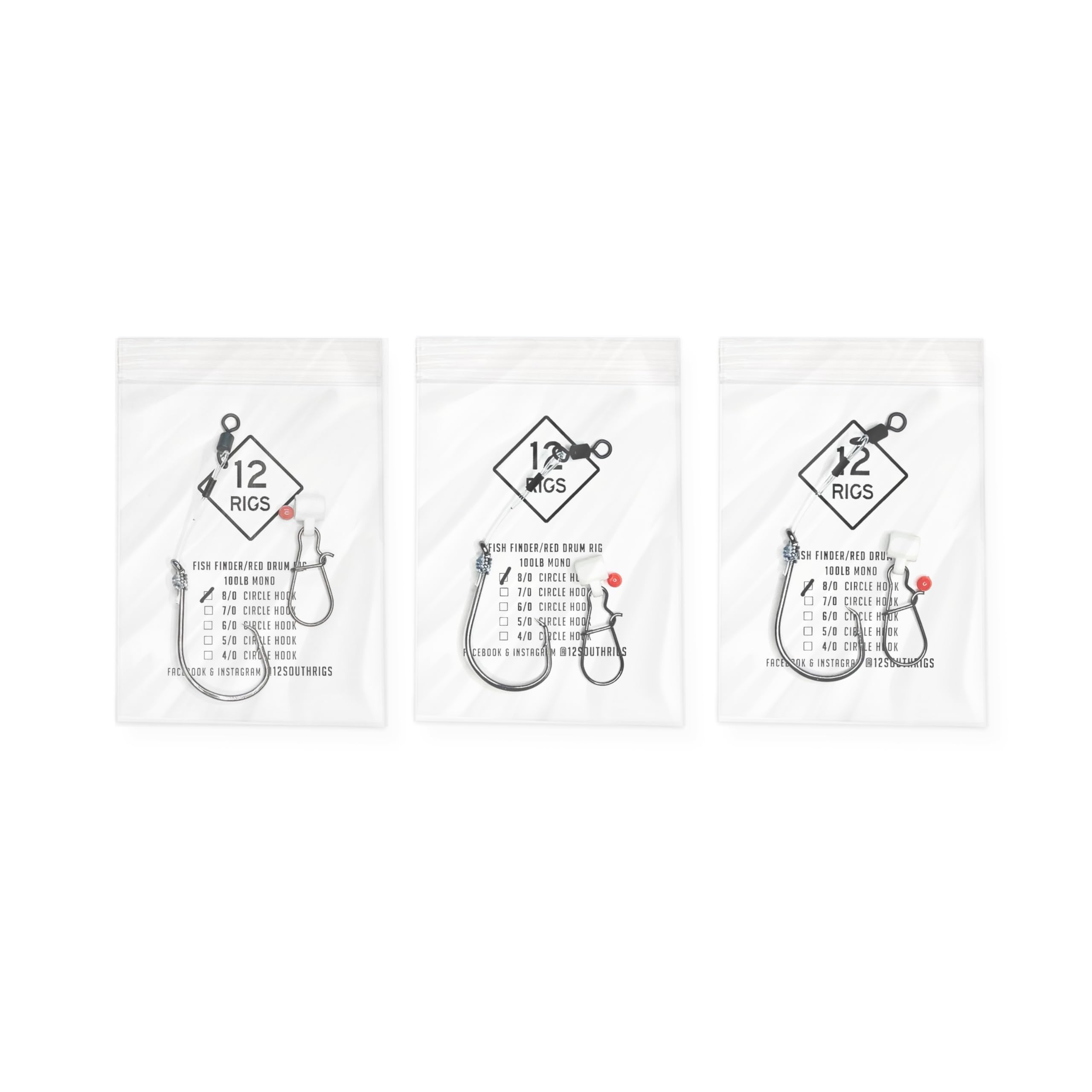 Salt Tide Hatteras style rig packaging showing individually packaged rigs