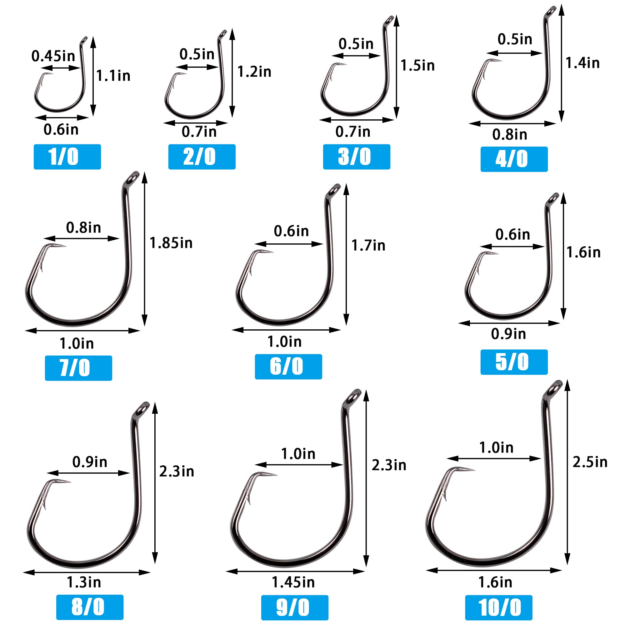 Close-up of 3/0 saltwater circle hooks 50-pack