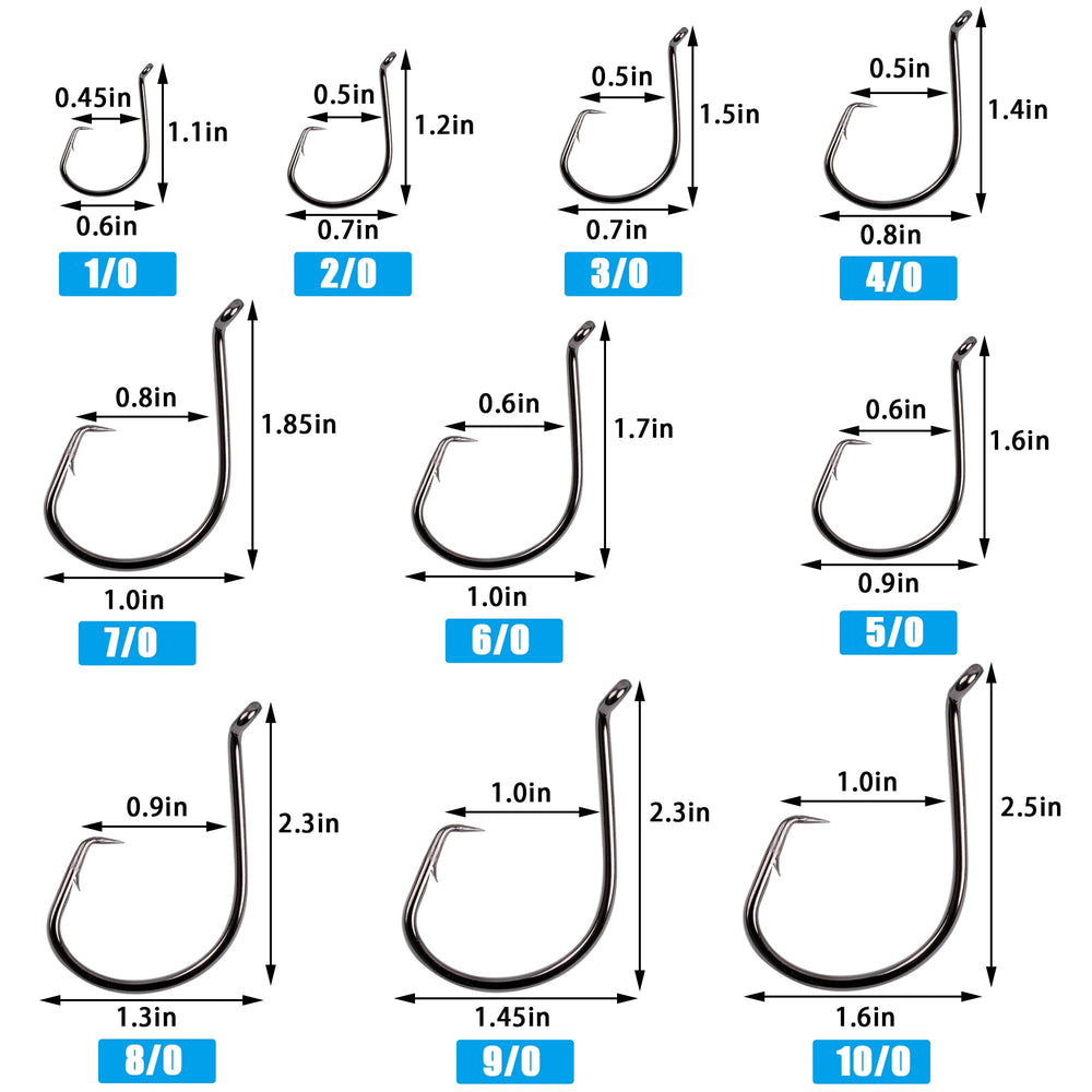 Close-up of 3/0 saltwater circle hooks 50-pack