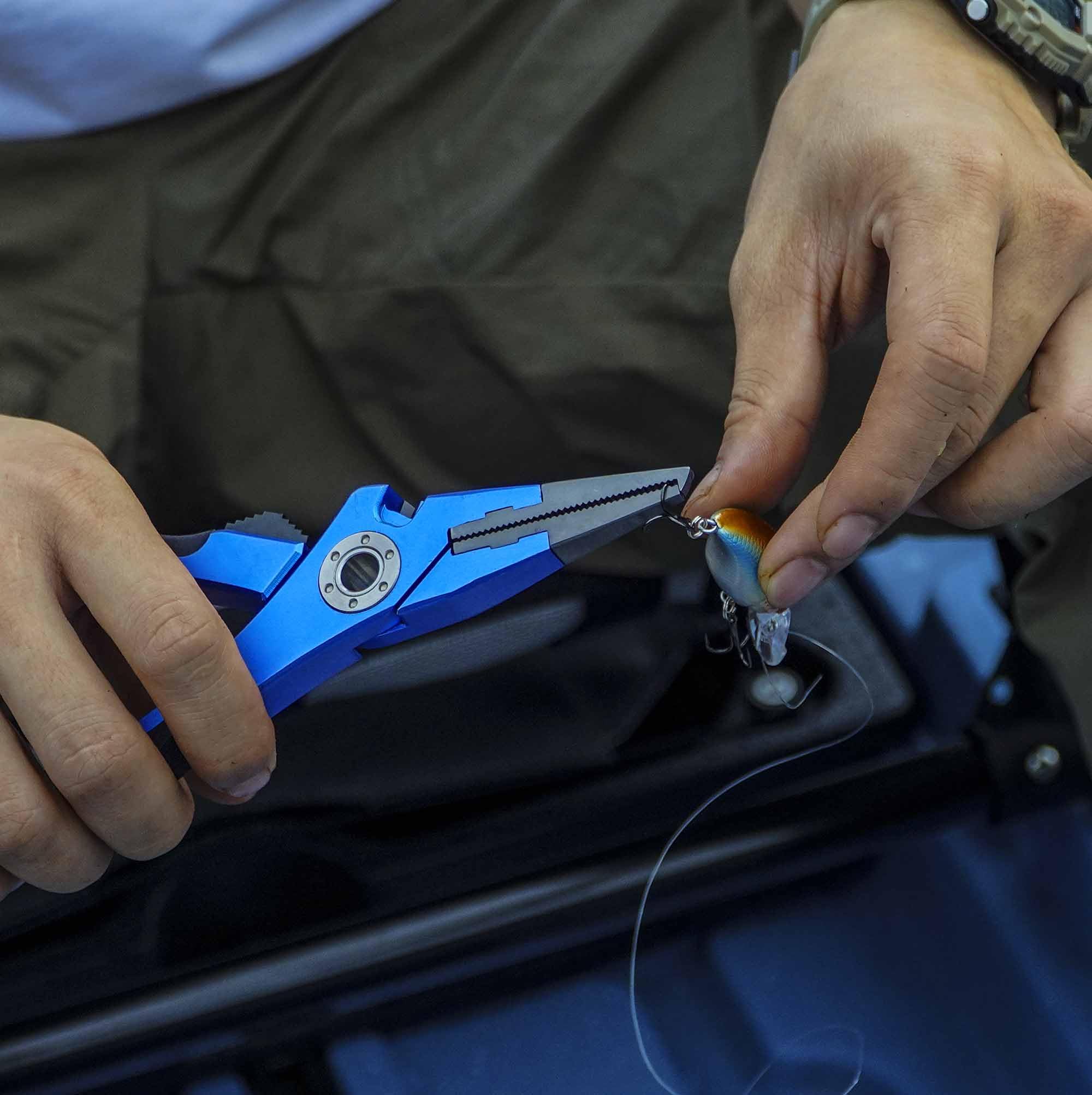 Saltwater and freshwater fishing pliers with line cutter