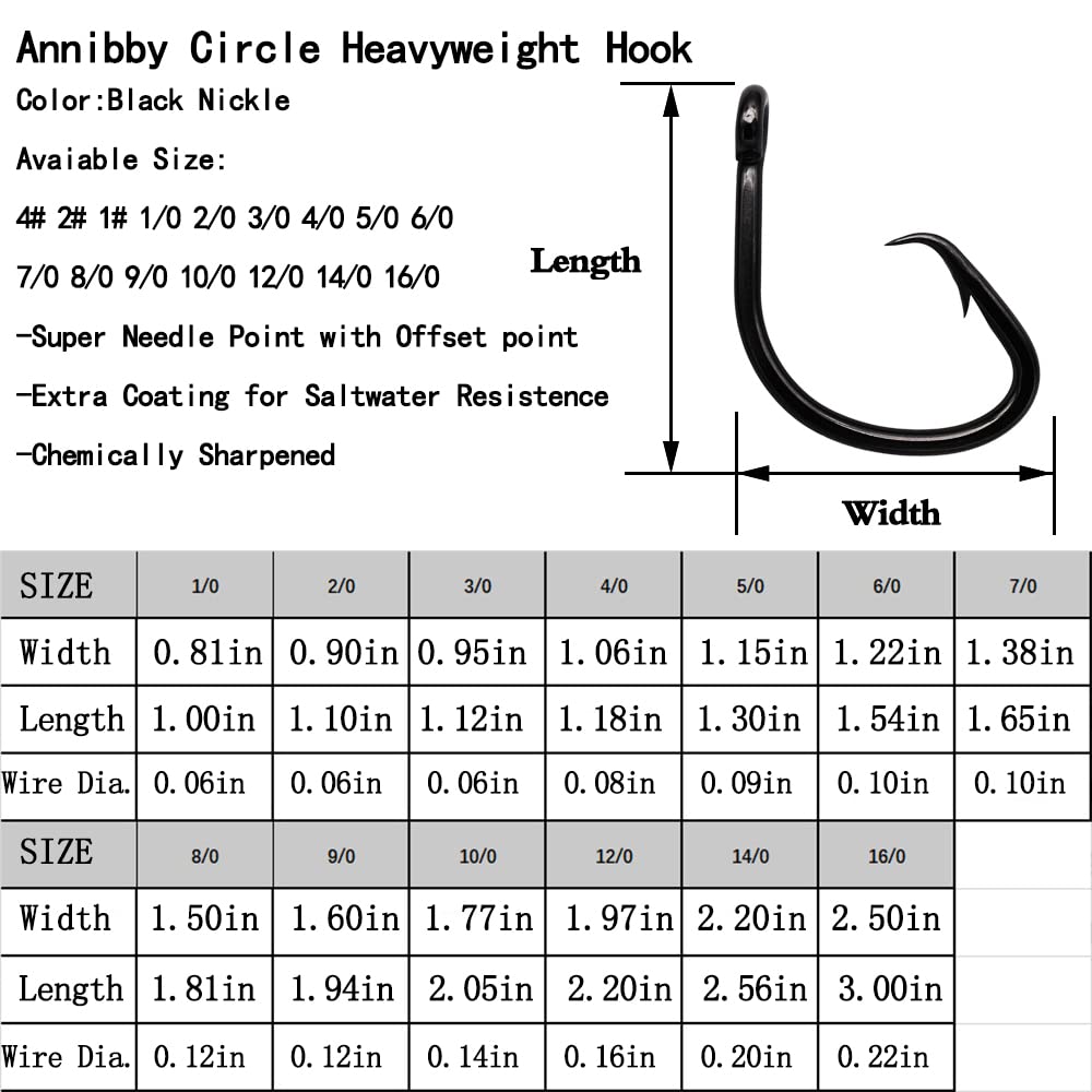 Pack of 25pcs saltwater hooks in 13 sizes 1/0 to 16/0 with black nickle coating
