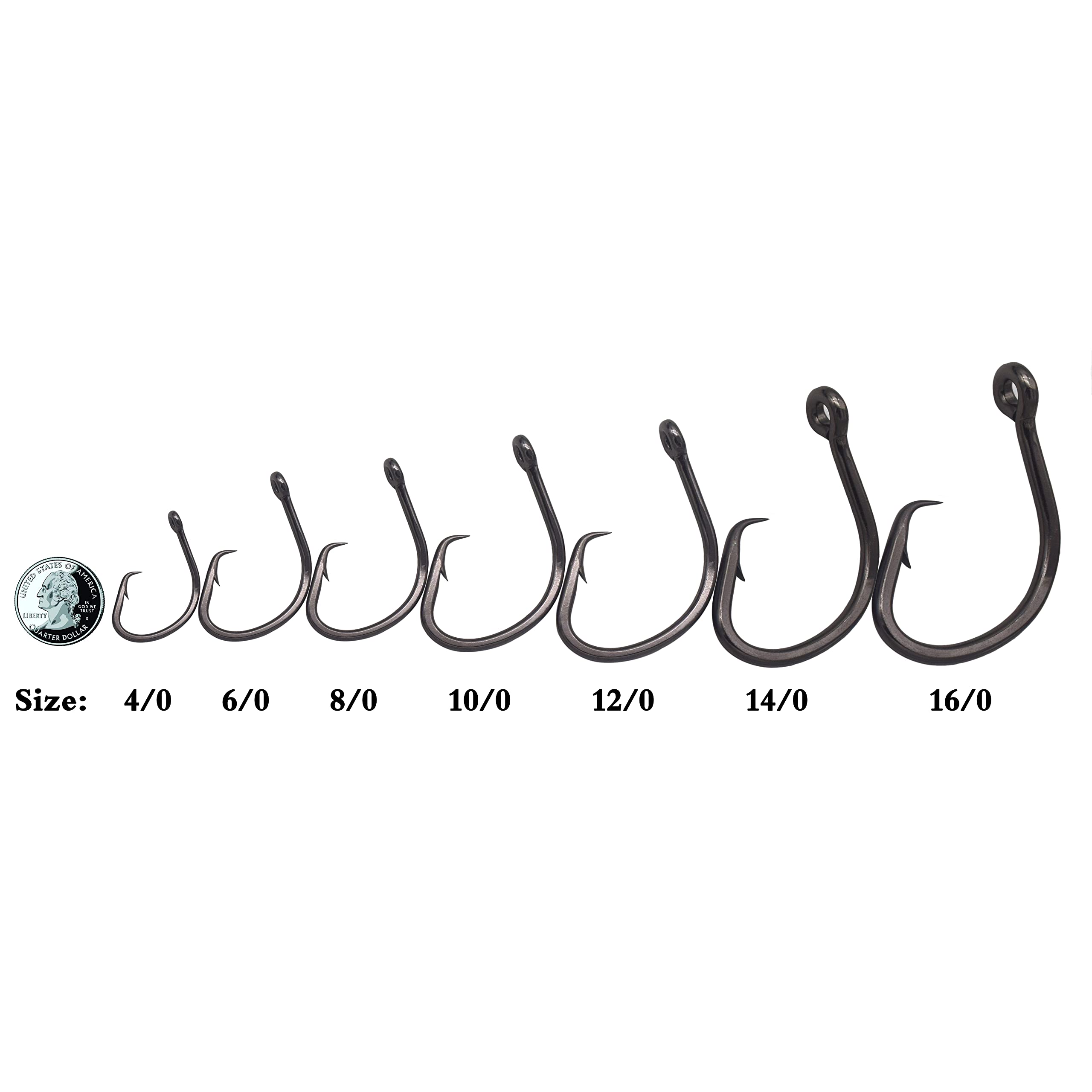 Saltwater heavy-duty live bait hook size 12/0 with black nickel coating
