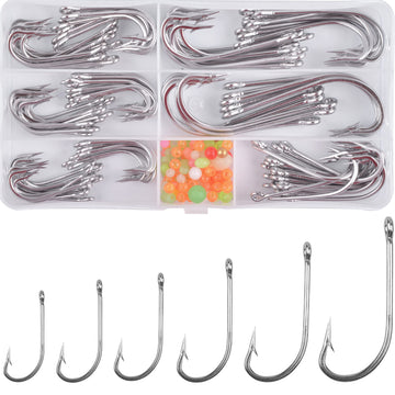 Saltwater J Hooks 130pcs kit – assorted sizes (1/0 to 8/0)