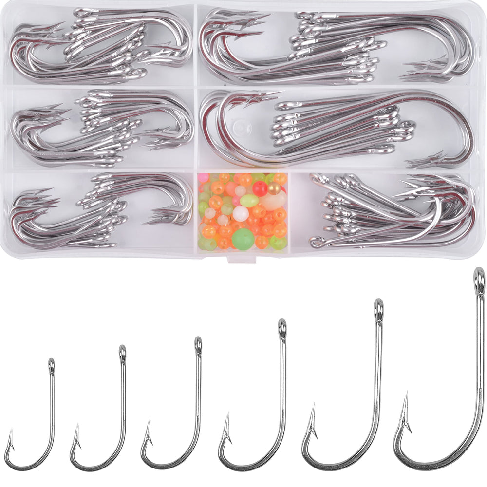 Saltwater J Hooks 130pcs kit – assorted sizes (1/0 to 8/0)