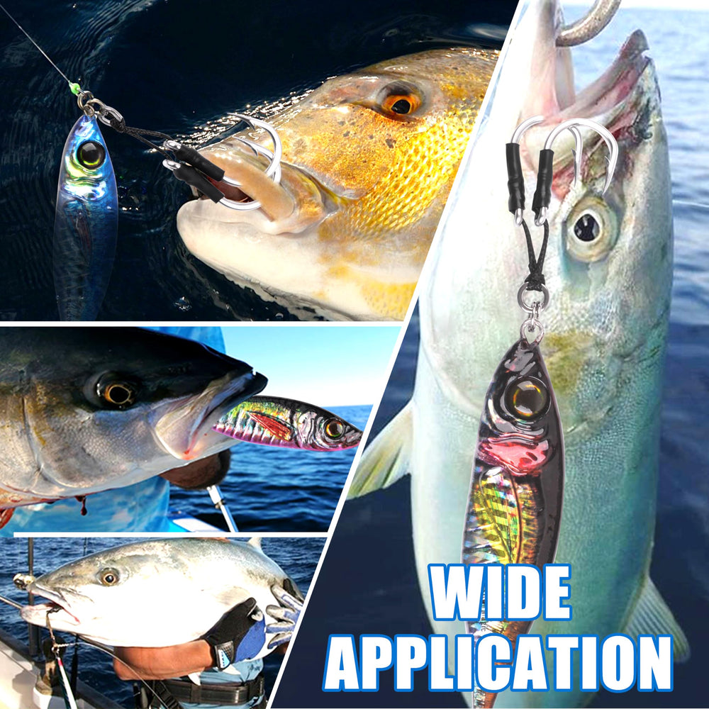 Assorted color jigs with assist hooks for deep sea fishing