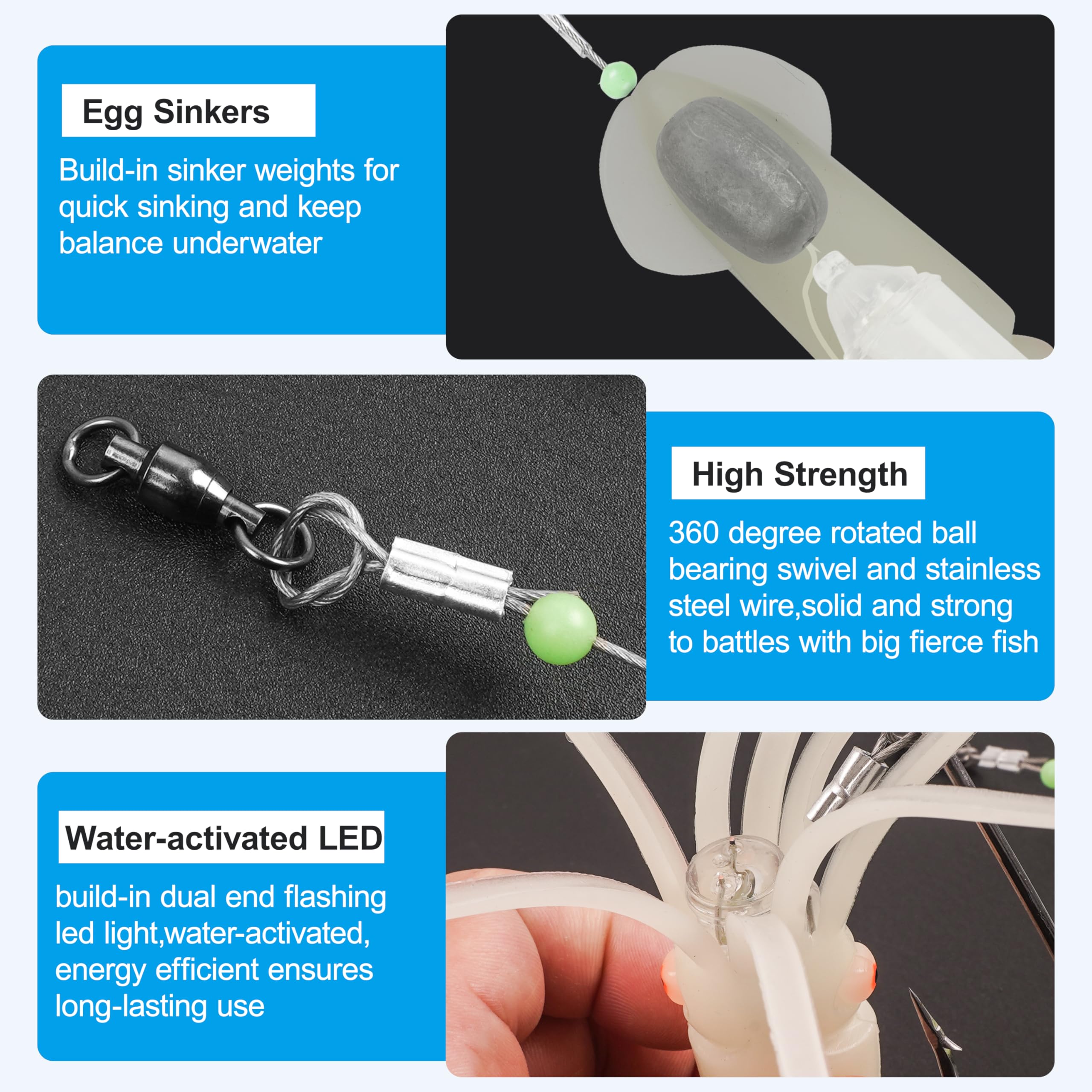 Green LED glow version of the saltwater squid lure