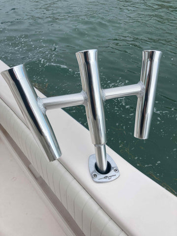 Salty Adventures 3-Way Rod Holder in polished aluminum highlighting strength and corrosion resistance
