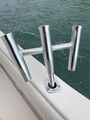 Salty Adventures 3-Way Rod Holder in polished aluminum highlighting strength and corrosion resistance