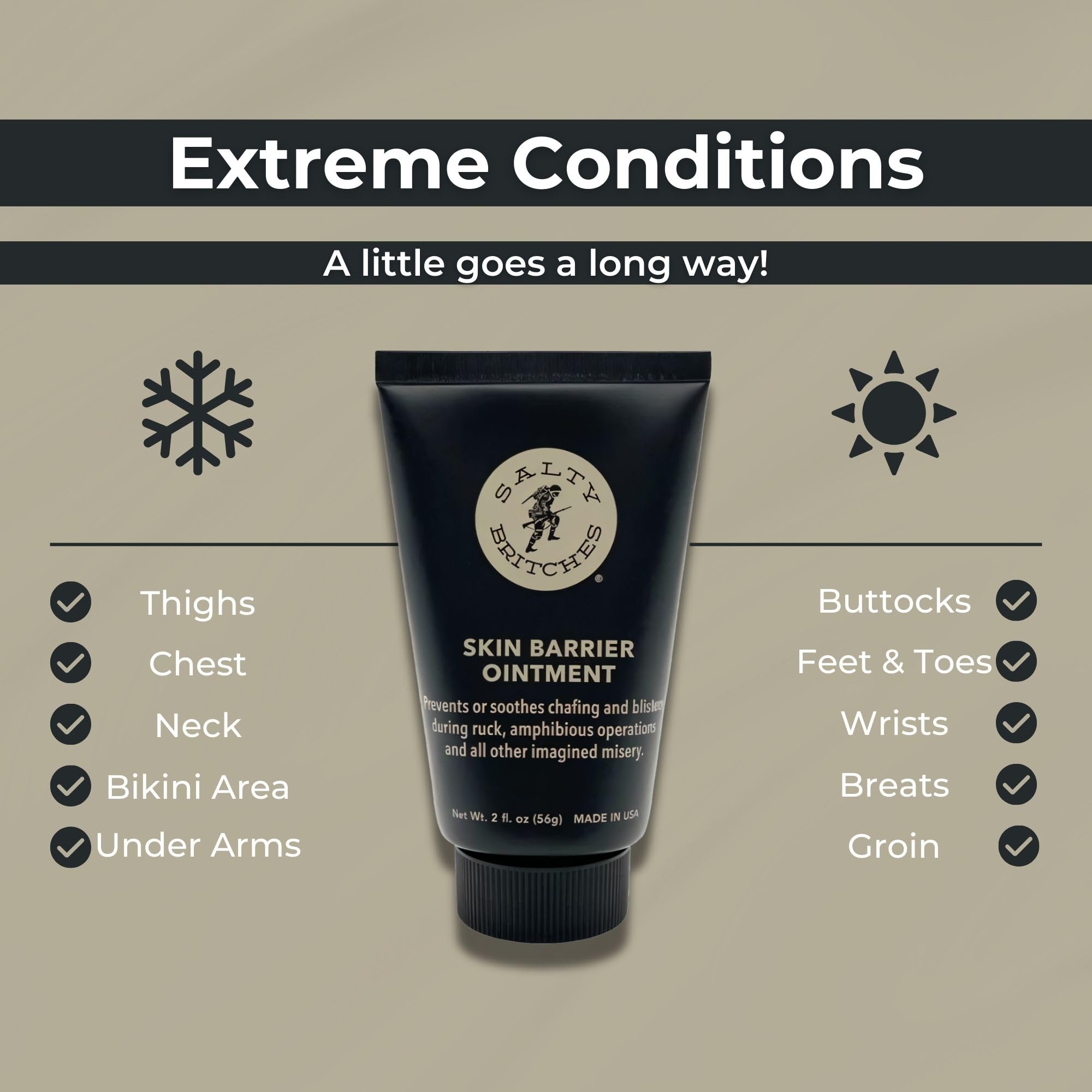 Salty Britches barrier cream applied to skin before activity