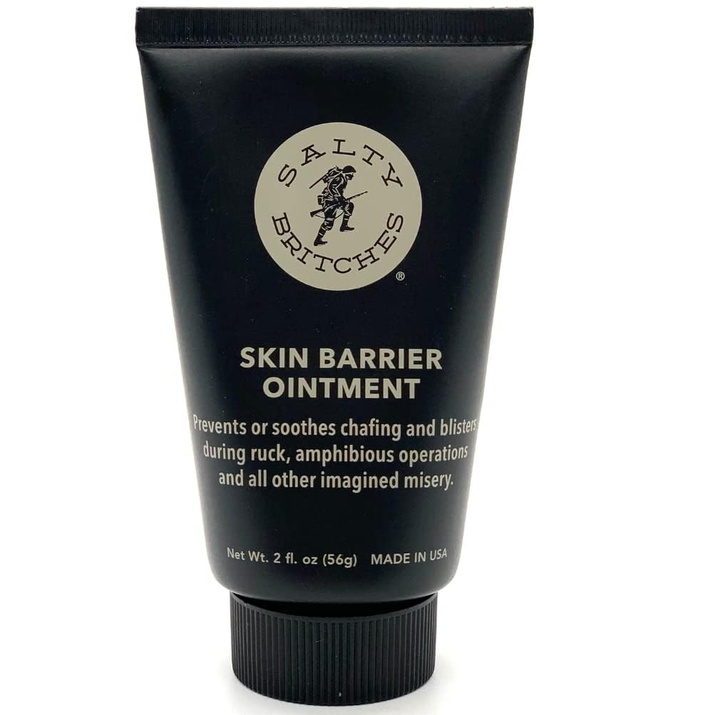 Salty Britches berry-scent anti-chafing ointment tube ready for long runs