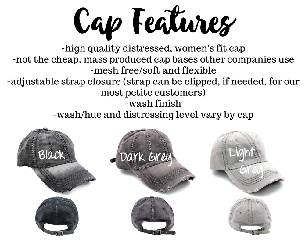Back view of Salty Girl hat showing faux leather back buckle
