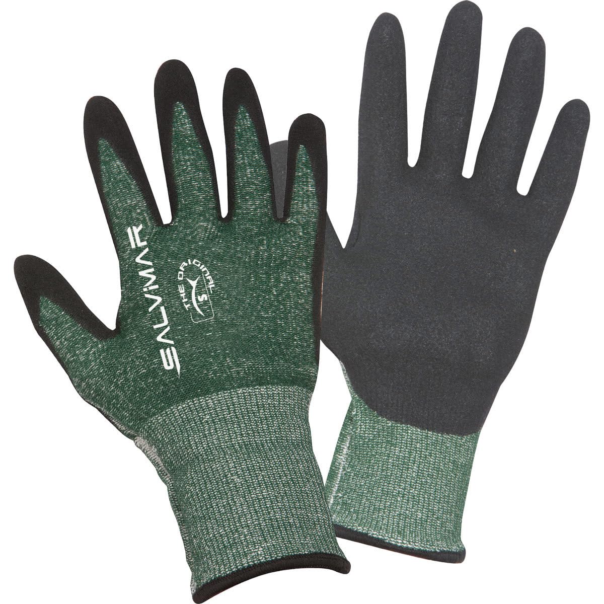 SALVIMAR gloves DYMAX 0.8mm palm nitrile closeup highlights grip and durability in wet conditions