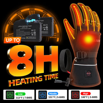 SAMLMAP heated gloves battery life supports up to eight hours of warmth.