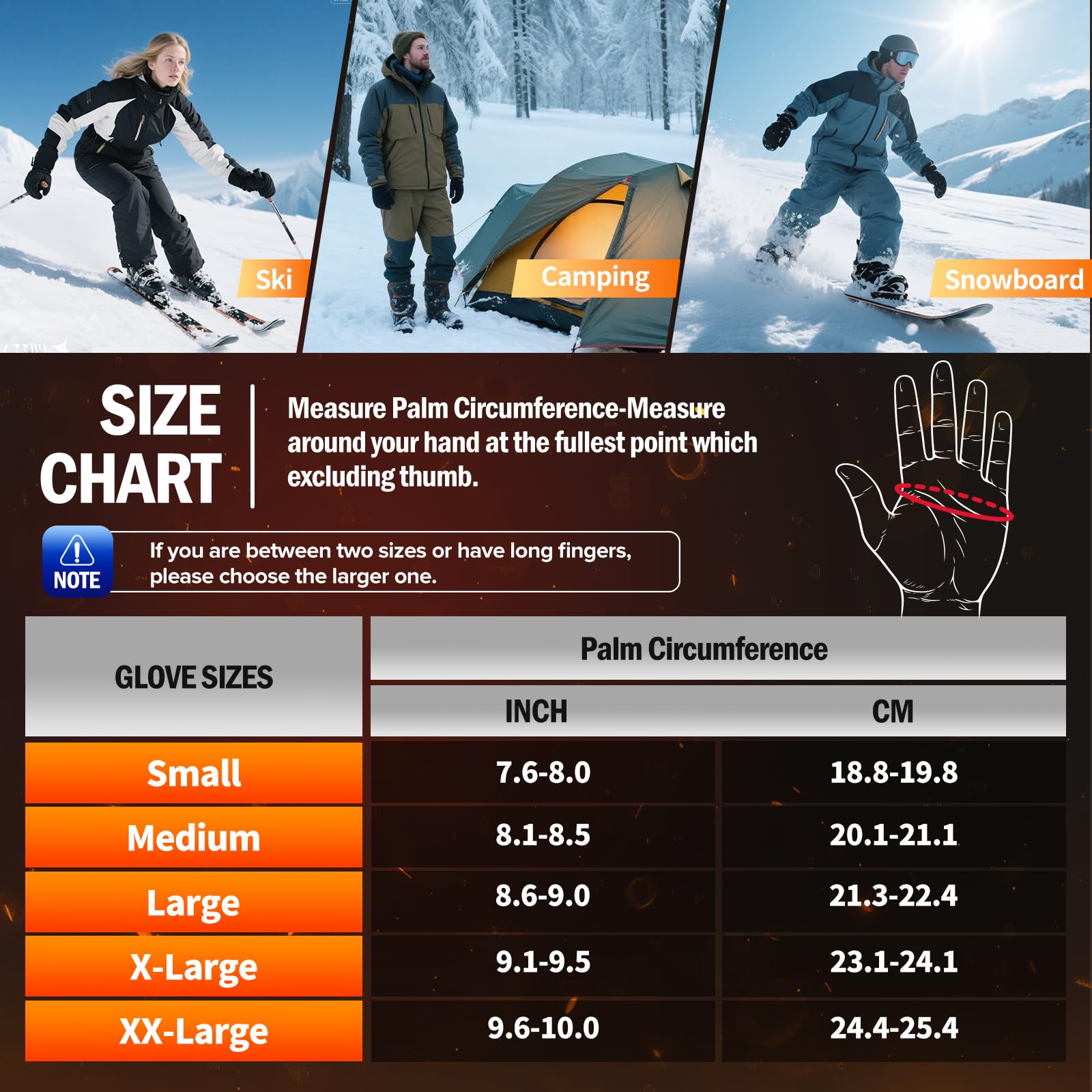 SAMLMAP heated gloves waterproof-breathable fabric keeps hands dry in snow and rain.