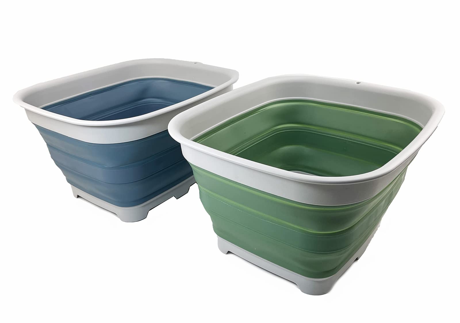 SAMMART 15L collapsible dishpan with draining plug on sink, space-saving.
