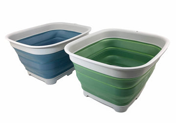 SAMMART 15L collapsible dishpan with draining plug on sink, space-saving.