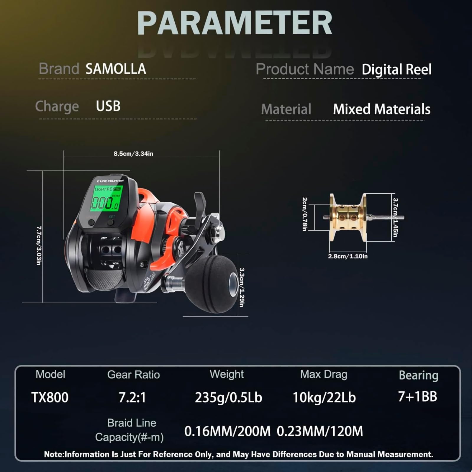 SAMOLLA baitcasting reel compact ergonomic design fits naturally in your hand.