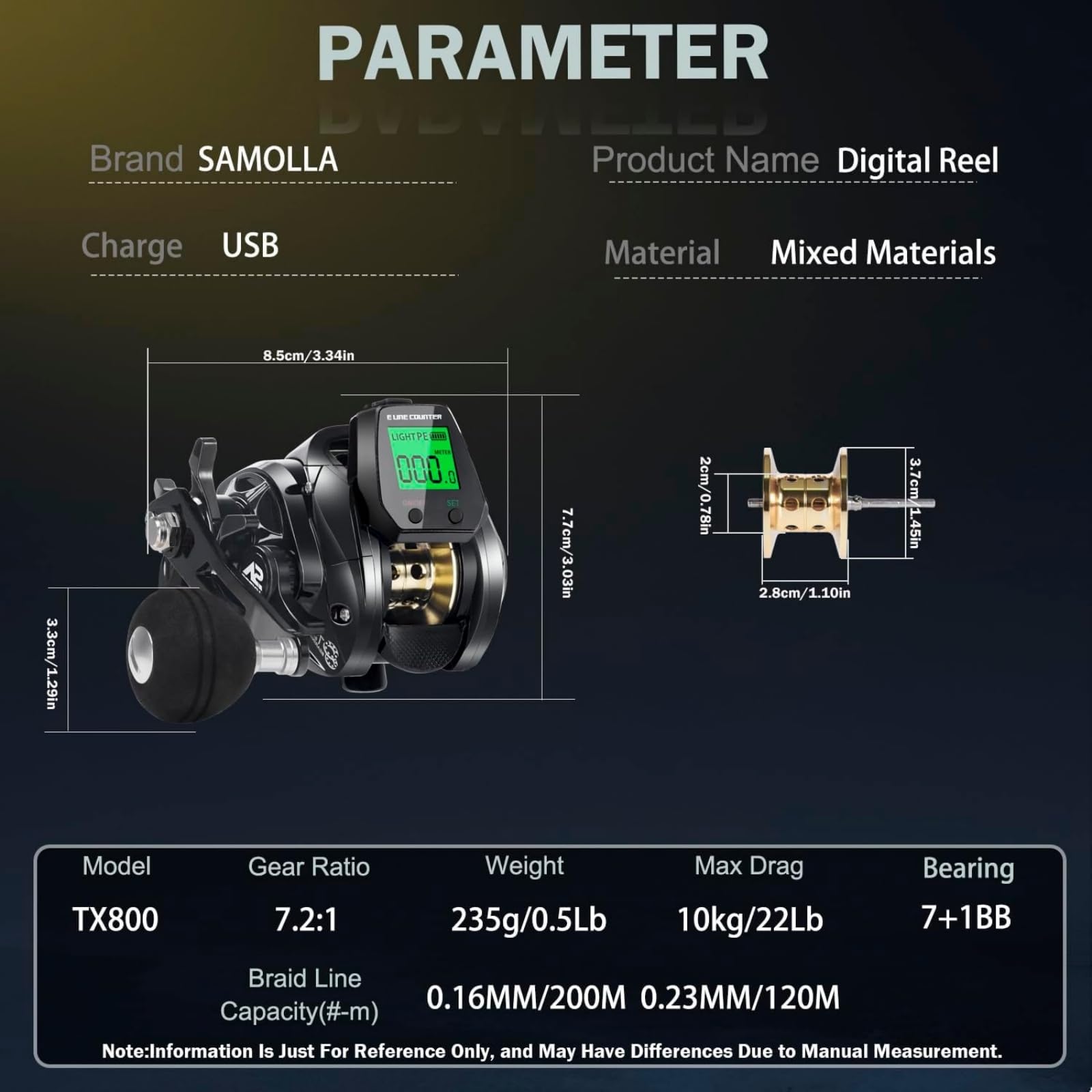 SAMOLLA 22lb drag system on reel for large saltwater species