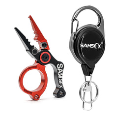 SAMSFX 3.3-inch red fishing pliers with retractable cord