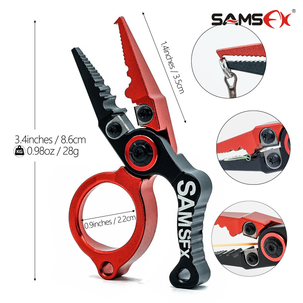 Close-up of compact 3.3-inch pliers showing CNC aluminum body