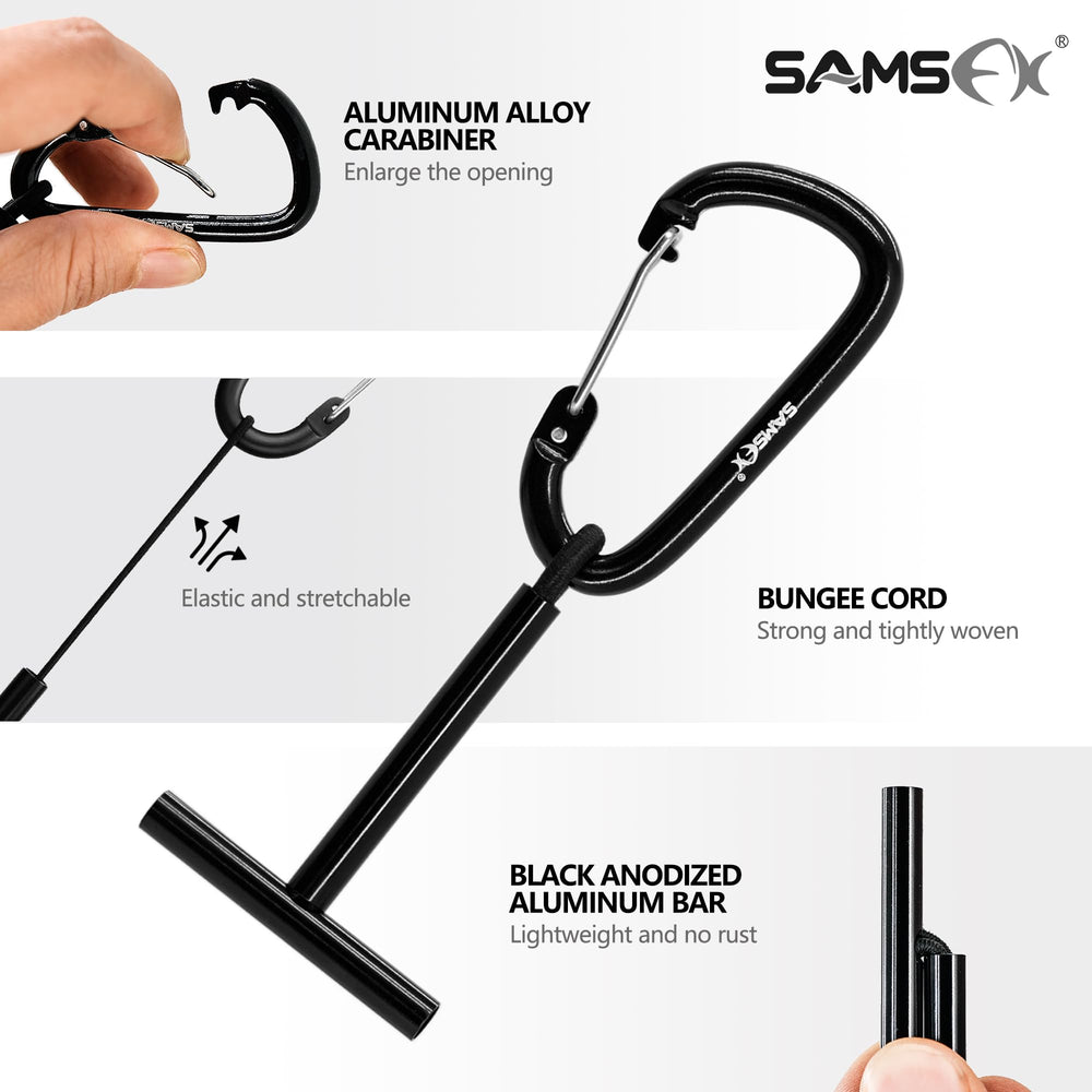 Black anodized aluminum bar with elastic bungee cord
