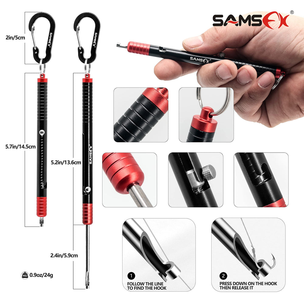 Red-handled knot tying tool