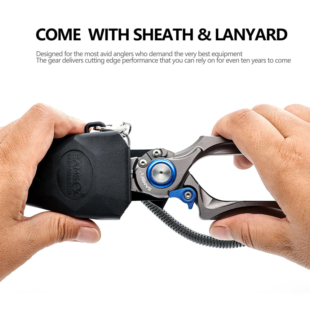 Side-mounted anvil cutter on SAMSFX 8-inch pliers for easy line cutting